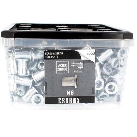ESSBOX de 550 Ecrous Aveugles Crantés T.Plate M6 Acier (1/2)