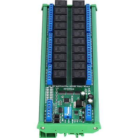 12V 20-Kanal RS485 Relaismodul, Multifunktions-Steuerplatine mit DIN-Schiene, industrielles Erweiterungsmodul. (1/5)