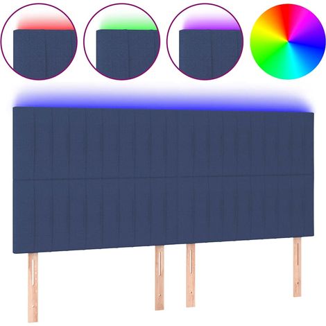 Maison Exclusive - Cabecero con luces LED tela azul 160x5x118/128 (1/5)
