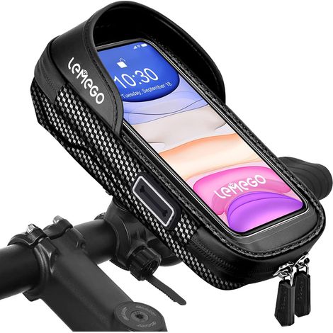 Support Téléphone Vélo Etanche, Sacoche Vélo Guidon Cadre Porte Telephone Velo VTT Trottinette Electrique Rotation 360 avec Espace Rangement Ecran Tactile pour Smartphone sous 7 Pouces (1/5)
