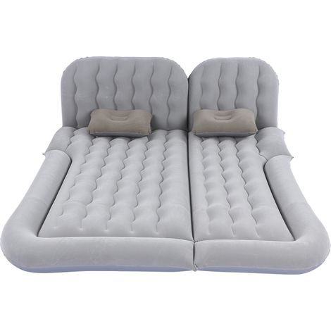 Matelas de voyage gonflable multifonction 2 en 1 en PVC floqué, coussin de repos moelleux pour voiture SUVGray (1/5)