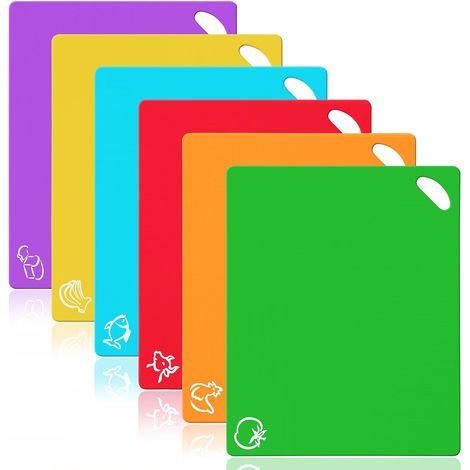 Planche à Découper Flexible,6PCS Planche A Decouper Souple Decouper Plastique Antidérapante avec Icônes De Nourriture Et Facile à Accroche (1/5)