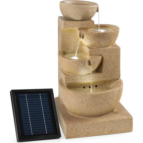 Korinth Zierbrunnen Gartenbrunnen 3W Solar LED Sandsteinoptik (1/5)