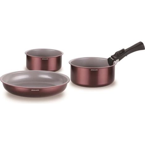 Juego de utensilios de cocina - Todos los fuegos incluida inducción - ARTHUR MARTIN - AM2503 - Aluminio - 18 piezas - Asa removible (1/2)