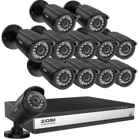 Sicherheitskamerasystem, 16-Kanal-Unterstützung, KI-Detektionstechnologie, 16CH DVR 12 Kameras, Keine-a (1/2)