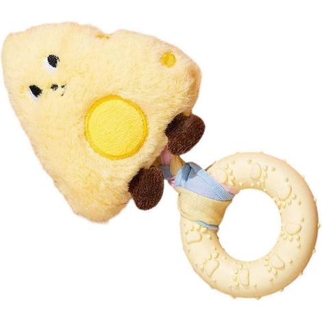 Jouet couineur pour chien - Peluche fromage jouet apaisant dentition interactif jouet à mâcher anti-stress pour chiots modèle A (1/5)