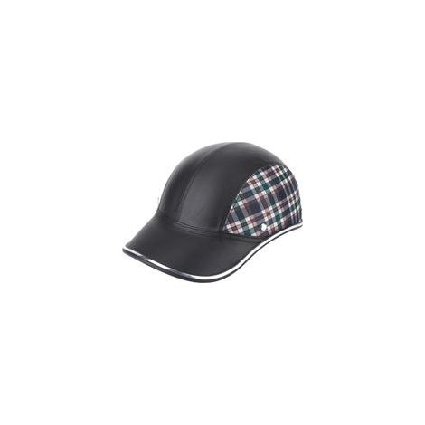 Casque de moto, casque Harley, casque de baseball, casque de sécurité léger pour moto, casque d'été pour vélo électrique, casquette à visière plate, à carreaux noirs - A0322 Taille unique (1/5)