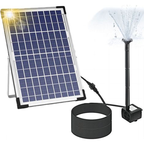 Pompe de Fontaine Solaire 9V/10W 300L/h, Pompe à Eau Solaire, avec Grand Panneau Solaire et 3 Buses, Circulation de l'Eau de l'Oxygène, pour Bain d'Oiseaux/Aquarium/Etang/Jardin (1/5)