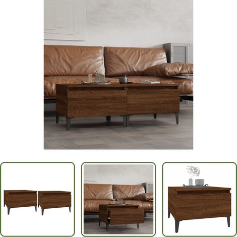 Holzwerkstoff - Beistelltische 2 Stk. Braun Eiche 50x46x35 cm Holzwerkstoff (1/5)