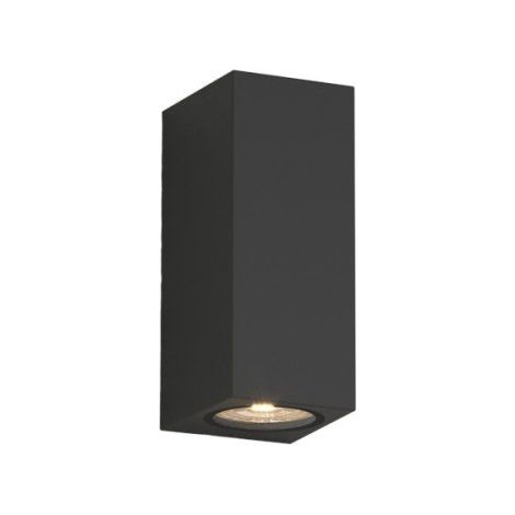 Applique murale moderne top light atene ag gu10 led ip65 à double émission en aluminium, finition métal noir