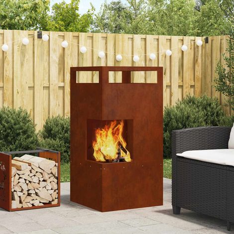 Feuerstelle Braun 50 x 50 x 100 cm Wetterfeststahl