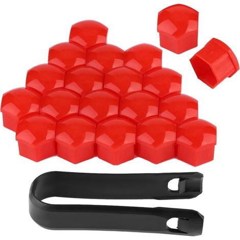 Tapas protectoras antirrobo para tuercas de rueda ZASCHMOY Premium, juego de 20 unidades con protección de 21 mm para pernos de buje de coche (rojo) (1/5)