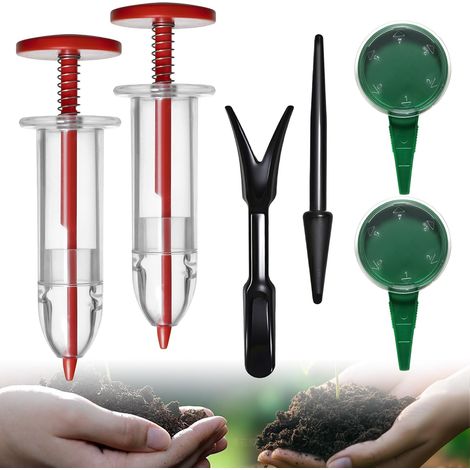 Distributeur de Graines Set, 6 Pièces Semoir à Graines Manuel, Mini Semoir Semences de Jardin, Outil de Semoirs de Semis, Semeur de Graines Portatif, pour Fleurs, Légumes et Utres Plantes (1/5)