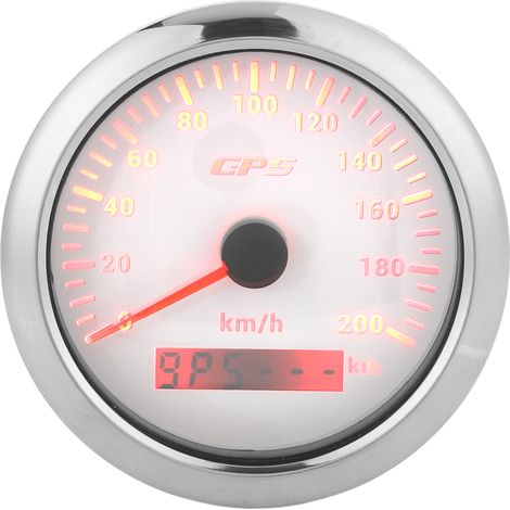 Compteur de vitesse GPS de 3,3 pouces, affichage de la vitesse de 0 à 200 km/h, rétroéclairé, étanche IP67, convient aux voitures, bateaux et yachts, cadran blanc. (1/5)