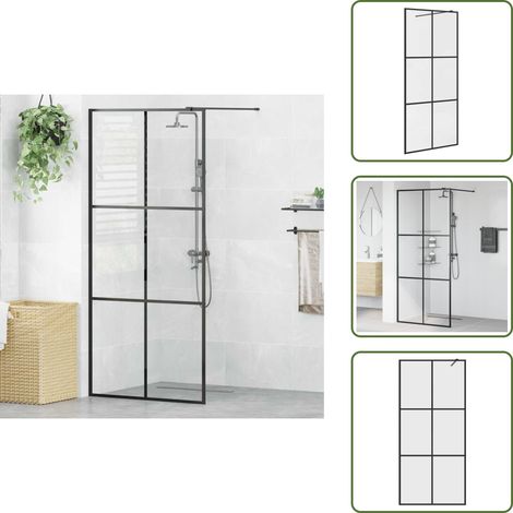 Paroi de douche avec verre ESG transparent 90x195 cm Noir - Pare-douche - Salle De Bain - Douche Italienne - Verre Trempé - Design Moderne (1/5)