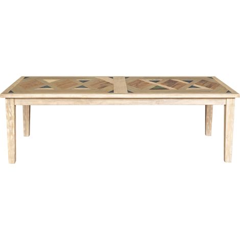 Biscottini – Table de salle à manger rectangulaire en bois massif recyclé – Dimensions 250x100x78 cm – Peinture à la main avec vernis naturels – Style Country