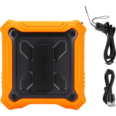 Ventilateur de taille portable, flux d'air puissant, rechargeable par USB, petit format, avec batterie 8000 mAh, idéal pour le camping, les chantiers et les activités de plein air (orange). (1/5)