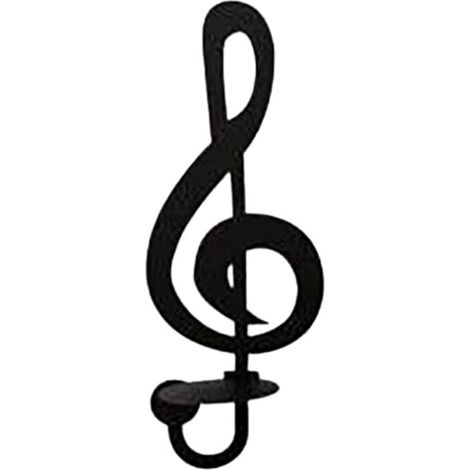 Porte-bougies mural musical en fer noir - Design moderne, 4 pièces (26x7cm, 14x15cm, 26x10cm) (1/5)