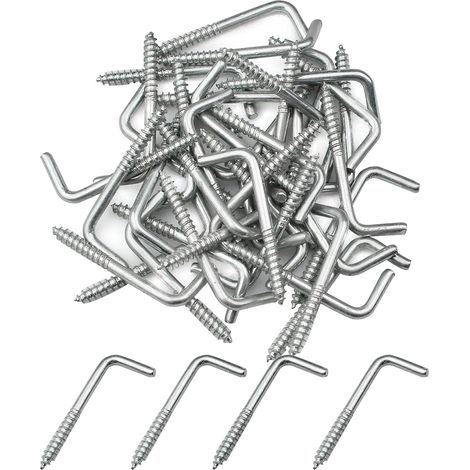 40 Pcs Multifunctional L-Shaped Hook Screws Carbon Steel Square Hooks Screws for Hanging Plants, Kitchen Utensils, Wind Chimes, Lamps (1/5)