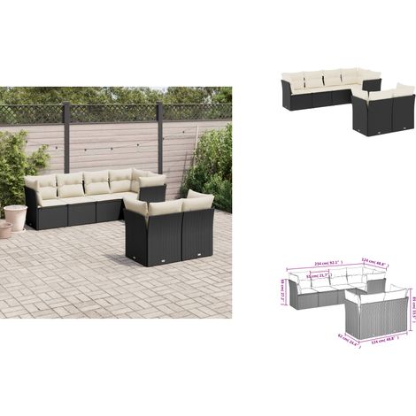 Salon de jardin 7 pcs avec coussins noir résine tressée - Salon De Jardin - Mobilier Extérieur - Set Salon - Résine Tressée - Rotin Synthétique (1/3)