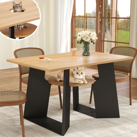 Mesa de comedor rectangular con zona para mascotas 130 x 85 x 75 cm OKWISH (1/5)