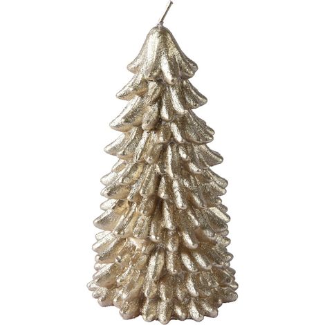 Candela decorativa a forma di albero di natale color champagne -Piccolo