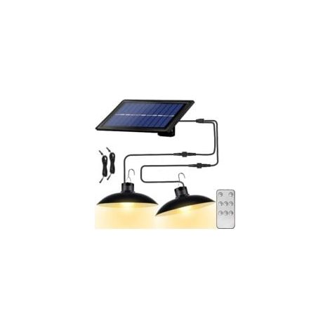 Highsam – Applique solaire LED étanche avec télécommande – Lumière chaude 400lm – Panneau solaire 1.5W 5.5V – Câble 3 m pour installation facile