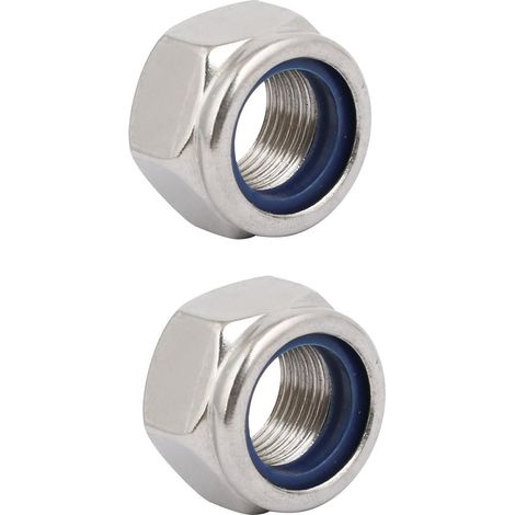 2pcs écrou de Blocage écrou Autobloquant M18x1,5mm fil métrique haut 304 hexagonaux (1/4)