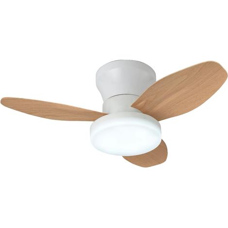 Ventilador de techo TAURUS, motor de CC, luz LED de 24 W, 6 velocidades, 3 temperaturas de luz, control remoto, color madera blanca. (1/5)