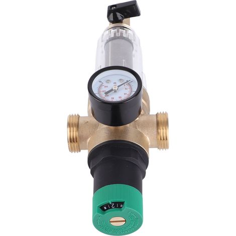 Limiteur de pression d'eau laiton raccord G1 G1/2 avec manomètre filtre 40 microns régulateur de pression pour installation d'eau domestique (1/5)