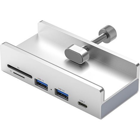 Applicable Hub USB 3.0 à 4 ports avec Lecteur de Carte SD TF, Pince Réglable, Port d'Alimentation Supplémentaire, Compatible avec Windows, Mac, Linux et Chrome OS (1/5)