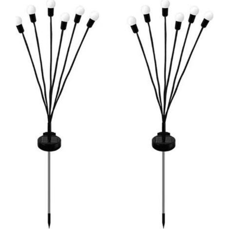 Lot de 2 lucioles solaires à 6 LED – Wasserdichte Glühwürmchenlichter für den Garten, Weg, Landschaft, Außenbereich – Warmweißes Licht [Energieeffizienzklasse A+++] (1/5)