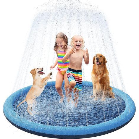 Faltbare und tragbare Poolmatte für große Hunde mit Wasserdüsen und rutschfester Unterseite (1/4)
