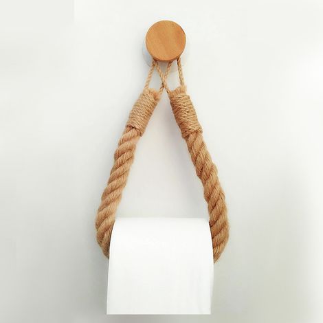 Vintage Toilettenpapierhalter aus Seil, kein Bohren erforderlich, Toilettenpapierhalter für Toilette und Badezimmerdekoration, Vintage-Seil (1/5)