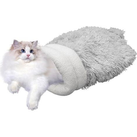 RHG Sac de couchage pour chat, nid de chat chaud d'hiver, enveloppe de chat calme et confortable, cinglant lit confortable confortable pour animaux de compagnie intérieurs et extérieurs, sac de chat, 