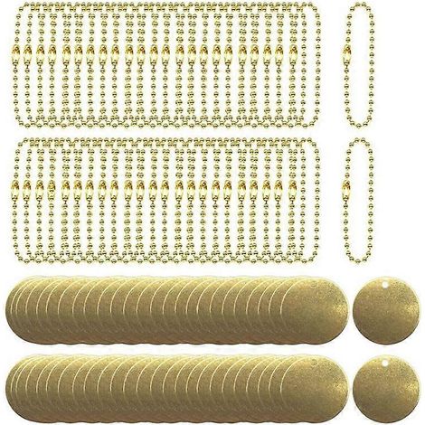 50 Étiquettes en Laiton Vierges 1 Pouce pour Poinçonnage, Plaques de Marquage pour Clés et Outillage (1/5)