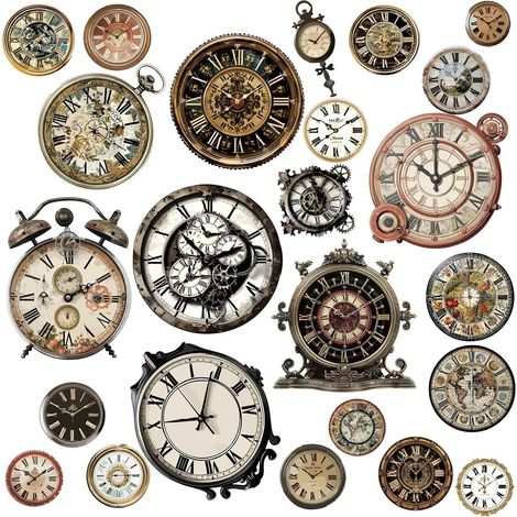 8 Feuilles Autocollants muraux d’Horloge Autocollants de fenêtre rétro Autocollants muraux Auto-adhésifs imperméables en PVC Amovible pour la décoration de fenêtre accroches d’escalier (1/5)