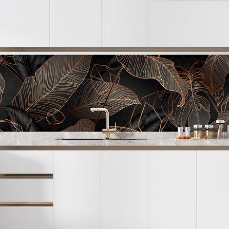 Crédence adhésive cuisine - Feuilles tropicales - 60x240 cm - Adhésif MAT (1/5)