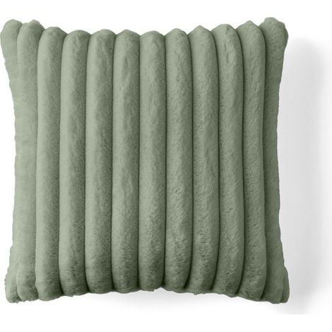 Laponie - coussin - en fausse fourrure côtelé - 40x40 cm - vert (1/3)