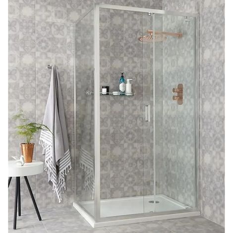1100mm Sliding Shower Door Benchmark Chrome Frame Modern Style (1/2)