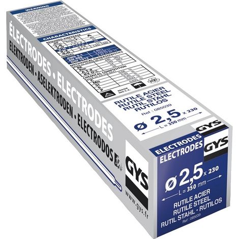 Lote de 230 electrodos GYS Rutiles Acero E6013 Ø2,5mm - 085039