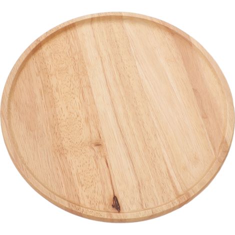 Plateau rond en bois de 30 cm, style simple, plateau de service stable pour le petit-déjeuner, les pizzas, les fruits et les en-cas. (1/5)