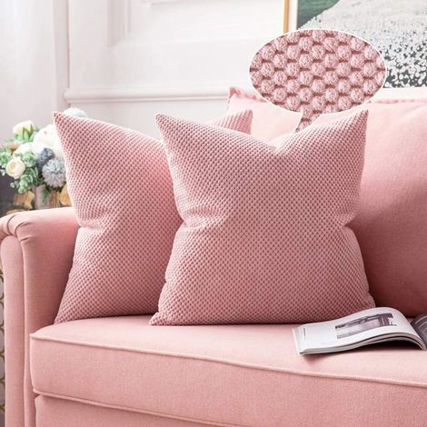 MINKUROW Set Di 2 Fodere Per Cuscini A Forma Di Ananas Pellet Morbido Solido Decorativo Federe Quadrate Cuscini Per Divano Camera Da Letto Auto 18 "X 18", 45x45 Cm Rosa (1/5)