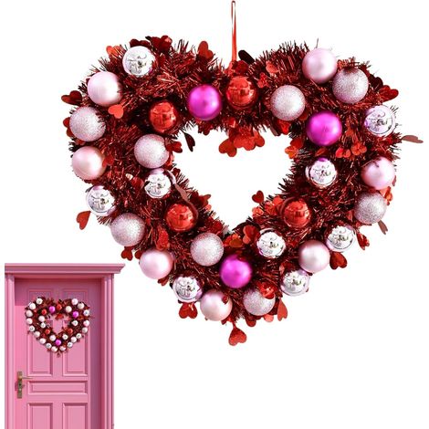 Couronne De Coeur Ornement De Cintre Brillant Décoration De Porte De Saint-valentin 12,2x14,2 Pouces, Pour Célébration De Mariage, Arc De Rassemblement, Guirlande D'escalier, Entrée, Chambre À Cou (1/5)