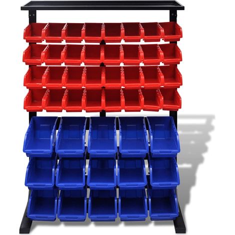 Maison Exclusive - Werkstattboxen mit Ständer Blau & Rot (1/3)
