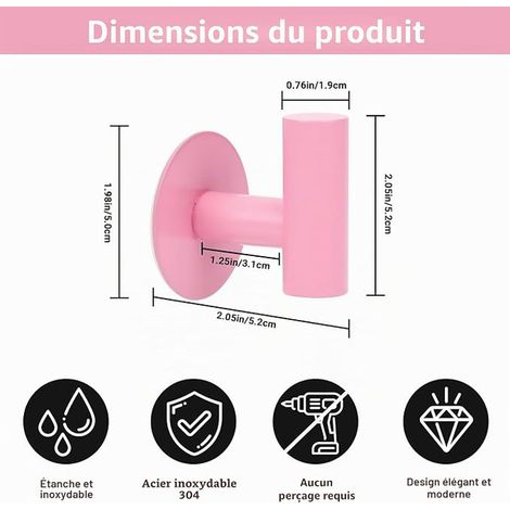 Bathroom Towel Rack Adhesive Wall Hooks Adhesive Coat Rack Wall Hook Stainless Steel Kitchen Towel Hook Pink (1/2)