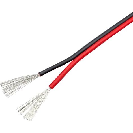 Câble à 2 broches, type ruban plat, haute durabilité, Noir en Rouge-a, 100m-a, 20 AWG (1/2)