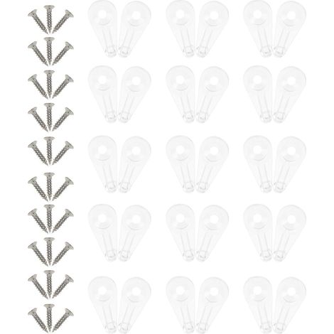 Lot de 30 Clips de Fixation pour Verre avec Vis, Clips de Retenue en Plastique pour Miroir, Surface Lisse, Sécurité Assurée, Adaptés pour Armoires et Bibliothèques (1/5)