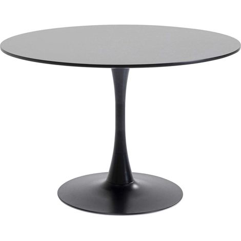 Table Schickeria, noir, bois MDF, pied en acier, minimaliste, table a manger, table ronde pour 4 personnes, salle à manger, salon, bureau, Ø110 (1/5)