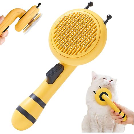 Brosse pour Chiens et Chats, Brosses de Toilettage pour Chats et Chiens Autonettoyante Brosse Poils Morts pour Chat Chien Enlèvement des Poils en Un Clic Morts et Sous-Poils-1pièce (1/2)